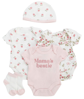 Thumbnail 1: Baby Essentials Baby Girls 5 Pc Creeper Set 