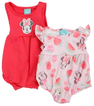 Thumbnail 1: Disney Baby Girl 2 Pk Minnie Mouse Rompers 