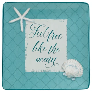 Thumbnail 2: Certified International 12.5 in Seashell Design Square Platter 