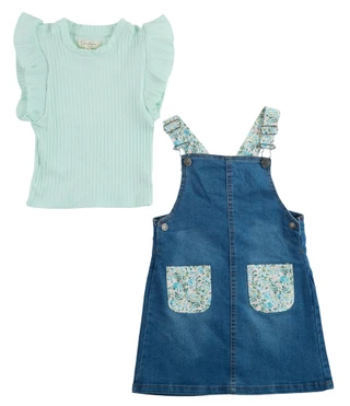 Thumbnail 2: Jessica Simpson Little Girls 2 Pc Floral Jumper Dress Set 