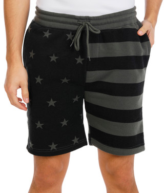 Thumbnail 1: BROOKLYN CLOTH Men's Fleece Tonal Flag Shorts 