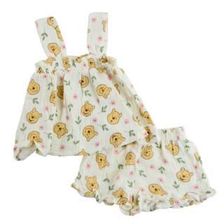 Thumbnail 1: Winnie The Pooh Toddler Girl's 2 Pc Sleeveless Print Gauze Short Set 