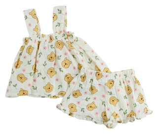 Thumbnail 2: Winnie The Pooh Toddler Girl's 2 Pc Sleeveless Print Gauze Short Set 