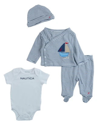Thumbnail 1: Nautica Baby Boy's 4 Pc Stripe Onesie Pants Set 