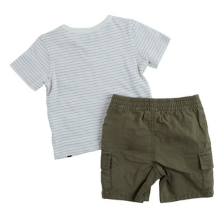 Thumbnail 2: Lucky Brand Baby Boy's 2 Pc Short Sleeve Henley Tee Short Set 
