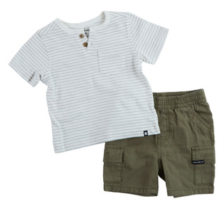 Thumbnail 1: Lucky Brand Baby Boy's 2 Pc Short Sleeve Henley Tee Short Set 