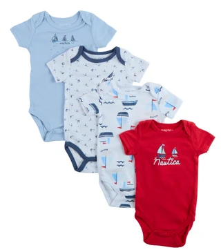 Thumbnail 1: Nautica Baby Boys 4 Pk Bodysuits Set 