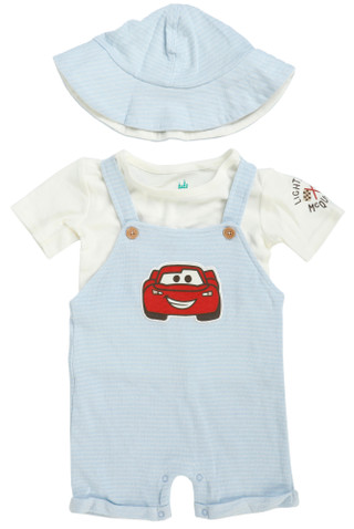 Thumbnail 1: Disney Baby Boys 3 Pc Cars Shortalls Set 