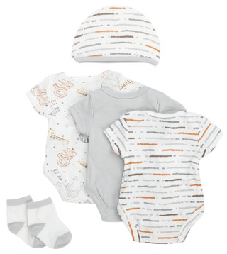 Thumbnail 2: Baby Essentials Baby Boys 5 Pc Creeper Set 