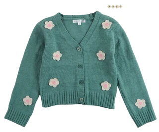 Thumbnail 1: Btween Big Girls Long Sleeve Floral Cardigan with Hair Clip 