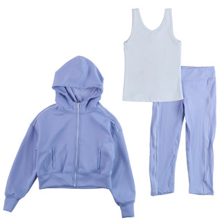 Thumbnail 1: 90 Degree Big Girl's 3 Pc Full Zip Tank Capri Set 