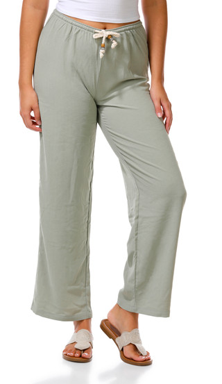 Thumbnail 2: Derek Heart Juniors Wide Leg Linen Pants 