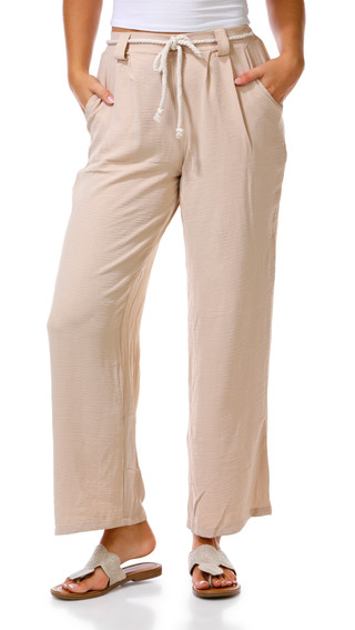 Thumbnail 2: Derek Heart Juniors High Waist Rope Belt Wide Leg Pants 