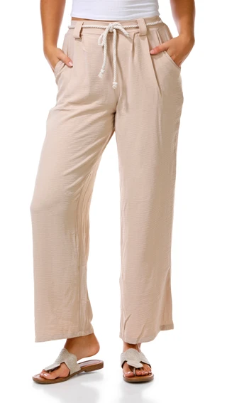 Thumbnail 1: Derek Heart Juniors High Waist Rope Belt Wide Leg Pants 