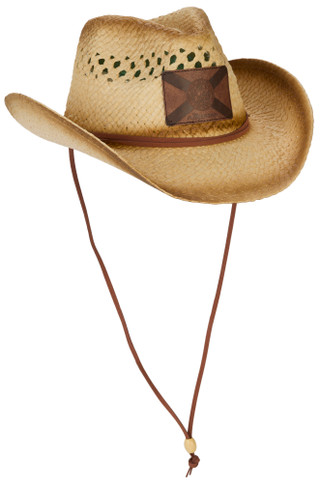Thumbnail 1: FloGrown Men's Straw Hat w/ Leather Flag Patch 