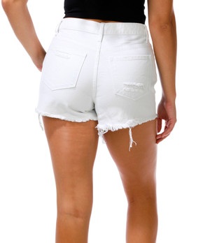 Thumbnail 3: VERVET Juniors Fray Hem Denim Shorts 