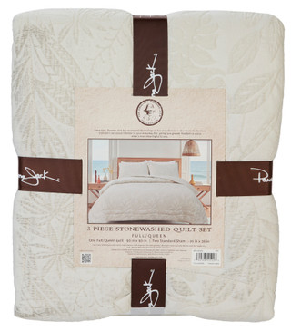 Thumbnail 2: Panama Jack Queen Size Stonewash Palm Quilt Set 