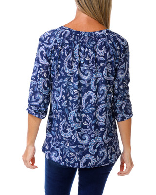 Thumbnail 2: Kate Park Women's Textured V-Neck Print Top  