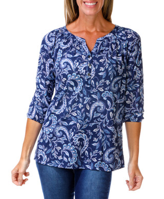 Thumbnail 1: Kate Park Women's Textured V-Neck Print Top  