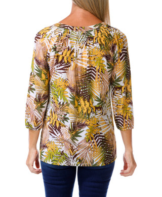 Thumbnail 2: Kate Park Women's Textured V-Neck Print Top  