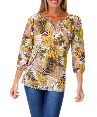 Thumbnail 1: Kate Park Women's Textured V-Neck Print Top  