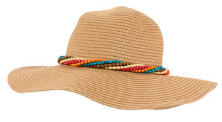 Thumbnail 1: LUCIANA Beaded Trim Straw Hat  