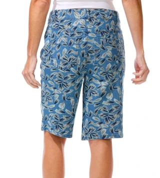 Thumbnail 2: Kate Park Women's Floral Denim Bermuda Shorts  