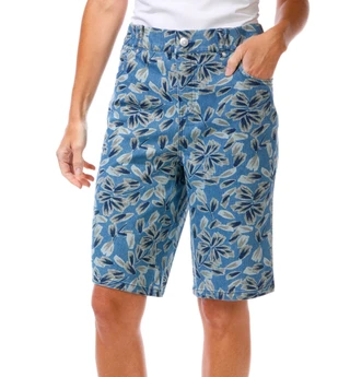 Thumbnail 1: Kate Park Women's Floral Denim Bermuda Shorts  