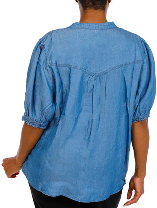 Thumbnail 3: Hope & Harlow Women's Plus Chambray Denim Top  