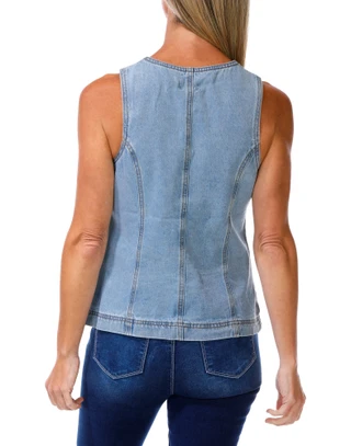 Thumbnail 2: Thread & Supply Women's Denim Button Down Vest  