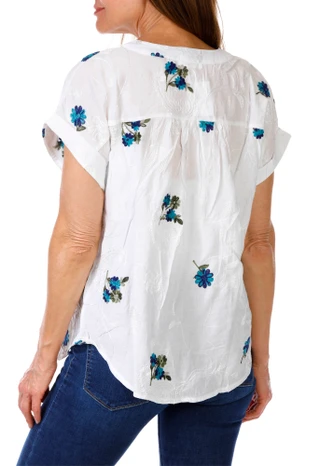 Thumbnail 3: Sapphire Women's Petite Embroidered Top 
