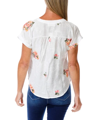 Thumbnail 4: Sapphire Women's Petite Embroidered Top 