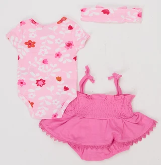 Thumbnail 2: Little Chickadees Baby Girls 3 Pc Shorts Set  