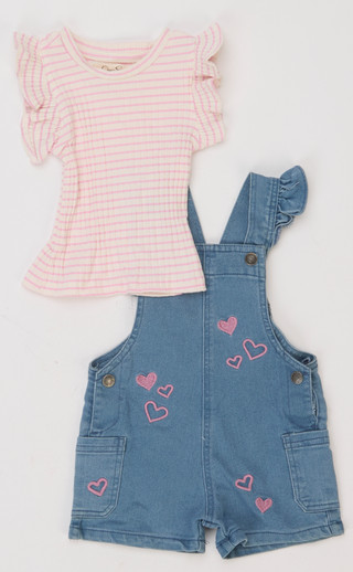 Thumbnail 1: Jessica Simpson Baby Girls 2 Pc Shortalls Set  