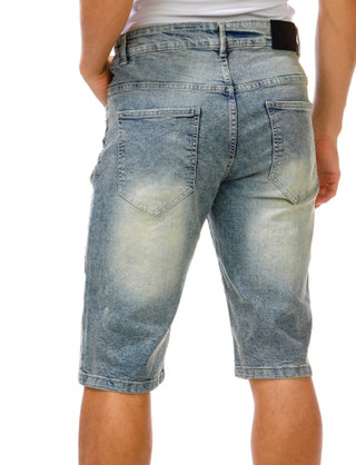 Thumbnail 2: Retro Stitch Men's Cross Stud Denim Shorts  