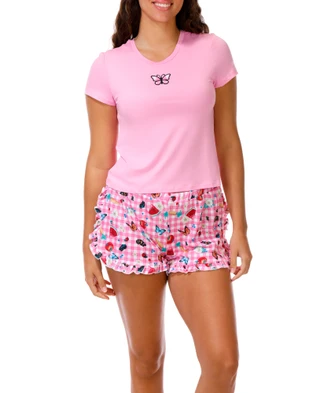 Thumbnail 1: Madden Girl Juniors 2 Pc Pajama Shorts Set  