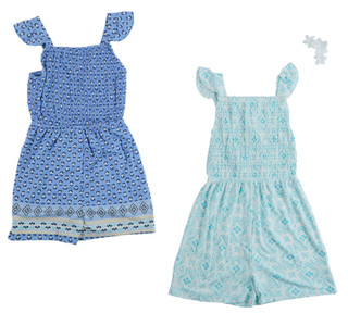 Thumbnail 1: Btween Big Girls 2 Pk Romper Set w/ Hair Clip 