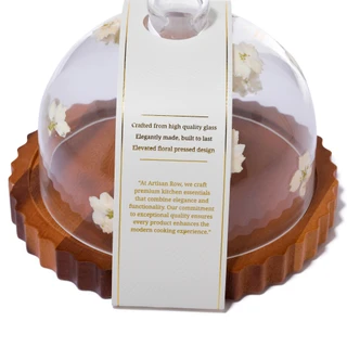 Thumbnail 2: ARTISAN ROW 7.3 in Floral Cheese Dome with Tinted Acacia Tray 