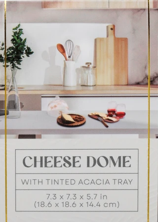 Thumbnail 4: ARTISAN ROW 7.3 in Floral Cheese Dome with Tinted Acacia Tray 
