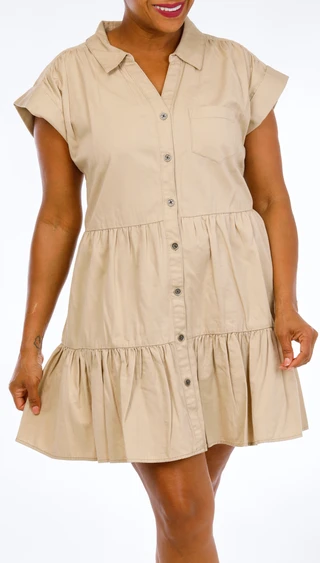 Thumbnail 1: Tommy Hilfiger Plus Cap Sleeve Button Down Dress 