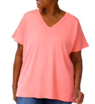 Thumbnail 1: Coral Bay Women's Plus V-Neckline Short Sleeve Top 
