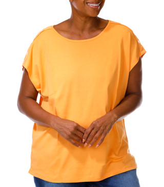 Thumbnail 1: Coral Bay Women's Plus Round Neckline Short Sleeve Top 