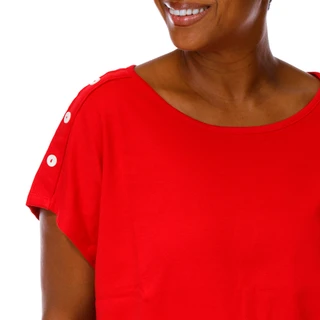 Thumbnail 2: Coral Bay Women's Plus Round Neckline Short Sleeve Top 