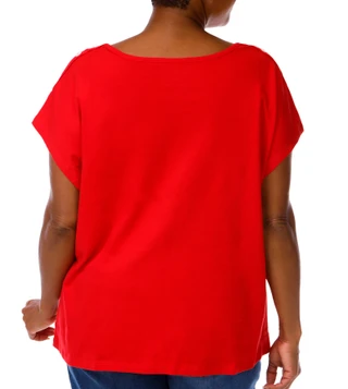 Thumbnail 3: Coral Bay Women's Plus Round Neckline Short Sleeve Top 