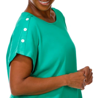 Thumbnail 3: Coral Bay Women's Plus Round Neckline Short Sleeve Top 