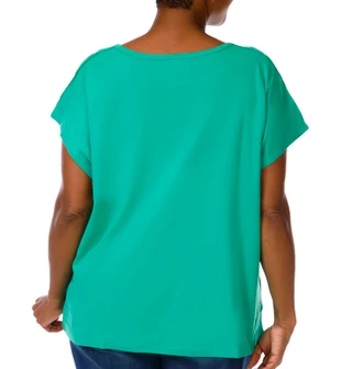 Thumbnail 4: Coral Bay Women's Plus Round Neckline Short Sleeve Top 
