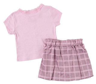 Thumbnail 3: Star Ride Little Girl's 2 Pc Short Sleeve Lace Trim Top Skort Set 