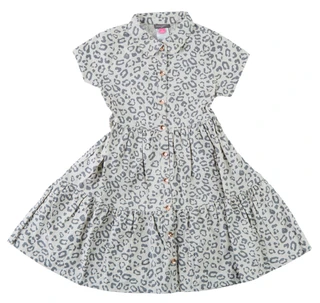 Thumbnail 1: Vince Camuto Girl's Short Sleeve Leopard Twill Dress 