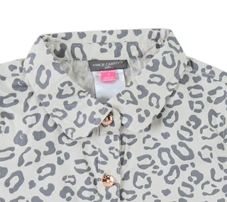 Thumbnail 2: Vince Camuto Girl's Short Sleeve Leopard Twill Dress 