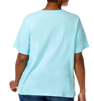 Thumbnail 2: Coral Bay Women's Plus Jeweled Crew Neck Short Sleeve Top 